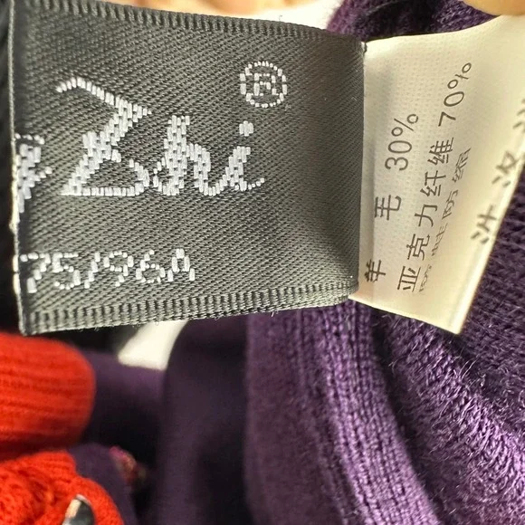 Wool‎ Blend Beaded Embroidered Sequin Open Cardigan Sweater Purple Red Floral - Picture 17 of 17